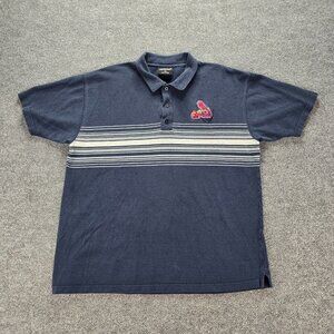 St Louis Cardinals Polo‎ Shirt Mens XL Blue Stripe Vintage MLB Baseball Sports